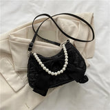 GETADME Pearl Female Bag Retro Luxury Designer Handbag Bow Crossbody Bags Fashion Canvas Women's 2025 Trend Shoulder bag Purses