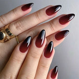 GETADME 24Pcs Short Oval Head Blush Pink Press on Nails with Simple Designs Almond Nails Wearable Acrylic Full Cover Nail Tips with Glue
