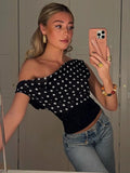 GETADME Mozision Backless Polka Dot Crop Tops Women Vest Fashion Summer New Oblique Shoulder Sleeveless Tank Tops Pullovers Female