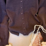 GETADME Vintage Ruffles Knitted Cardigan Women Harajuku Cropped Sweater Outerwears Korean Patchwork Knitwears Winter Long Sleeve Jumpers