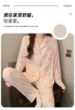 GETADME Printemps et automne nouveaux pyjamas pour femmes ensemble de vêtements de détente fille amour Cardigan pyjamas tissu froissé vê
