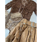 GETADME Fashion Harajuku Vintage 3 Piece Set Woman Short Cardigan + Slim Vest + Y2k E-Girl High Waist Skirt Hot Girls Korean Style Suit