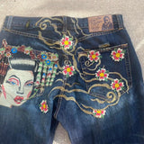 GETADME Vintage Japanese Women Embroidery Jeans High Waisted Baggy Straight Denim Pant Streetwear Jean Hot Stamp Studded Y2k Pants