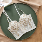 GETADME High Street Women's Camisole 2026 New Fashion Embroidered 3D Petal Bustier Bra Cropped Tops Female Thin Underwear