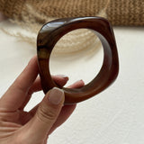 GETADME 보헤미안 커피 불규칙 아크릴 수지 청키 뱅글 여성용 고딕 기하학적 메탈 참 팔찌 커플 주얼리 선물