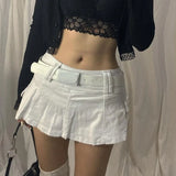 Jupe courte gothique pastel taille basse GETADME, noire, à poches et patchwork, style trapèze, look vintage Harajuku streetwear y2k