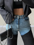 GETADME Trashy Y2K 2000S Washed Blue Black Patchwork Slim Stretch Jeans Pants For Women Clothing Casual Lady Denim Trousers Ropa Mujer