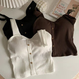 GETADME Women's Y2K Cropped Tops with Bra Pads Summer Corset Korean Suspenders Vest Sexy Camisole Slim New