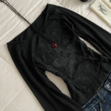 GETADME Y2K Grunge Emo Pattern Top Suitable for Autumn E-Girls Millennium Style Women's Aesthetic Gothic Printed Loose Long Sleeve T-shi