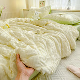 GETADME Quality Seersucker Cool Summer Quilt Soft-lightweight Breathable Blanket Thin Cloud-feeling Bare Sleeping Comforter Duvet Set