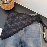 GETADME 2 in 1 Triangle Short Skirt Half Skirt Butt Curtain Skirt Lace Trim Apron Soft Lace Stacked Ins Style Korean Spring Headscarf