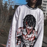 Getadme-Men's Winter Sweater Pullovers Knit Long Sleeve Tops Hip Hop Korean Anime Fashion Harajuku Gorhic Coat Y2k Streetwear Clothing