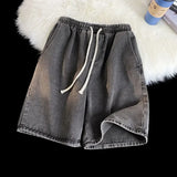 GETADME Harajuku American Retro Comic Character Cat Pattern Short Jeans Women's Summer Street Pop Hip-hop Rap Unisex High Quality Jeans