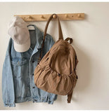 GETADME Casual Backpack Women Large Capacity Fashion Junior High School Student Pleat Schoolbag Cloth Bag Korean Travel Backpack