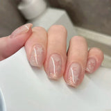 GETADME 24개 탈착식 숏 프레스 온 네일 Y2K 라인스톤 거짓 네일 (글루 포함) 발레 스위트 쿨 걸스 인조 거짓 네일 팁