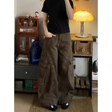 GETADME American Vintage 2000s Style High Waist Brown Jeans Pants 2025 Summer Women's Baggy Y2K Wide Leg Denim Trouser Female Clothes