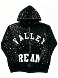 GETADME 2026 New Retro Y2K Hot Diamond Letter Printed Sports Set, Hip Hop Punk Street Trendy Personalized Fashion Zipper Hoodie Pants