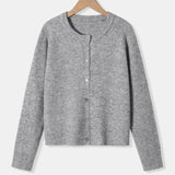 GETADME Ladies soft and comfortable sweaters solidcolor cardigans fashionable and casual autumn and winter knitted sweaters round n