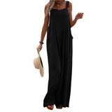 GETADME Overalls Women Summer Jumpsuit Outfits Plus Size Solid Color Casual Button Wide Leg Suspender Pants Overalls with Pockets