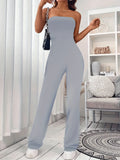 GETADME Women's Corseted Jumpsuit Simple solid colour Slim models Hip lifting design Fashion Single Piece Flared Pants