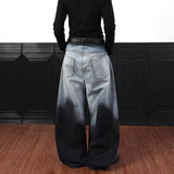 GETADME American retro gradient high street splashed ink personality loose curved knife hip-hop jeans men and women trendy casual pants