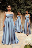GETADME Navy Blue Bridesmaid Dress For Weddings Woman Guest 2025 Sexy Spaghetti Straps Split Prom Party Gowns Long Maid Of Honor Dresses