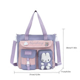 GETADME Tote Bag, Student Carrying Book Bag, Female Large Capacity Junior High School Student Tutoring Bag, Crossbody Backpack