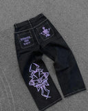 GETADME American Y2K 2025 New Baggy Wide Leg Black Jeans Overszied Women Street Casual Joker Denim Pants Couple Jeans Vintage Streetwear