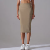 GETADME 여성용 섹시 네이키드 필 원단 스키니 펜슬 스커트 여성 힙 랩 바디콘 하이웨이스트 엘라스틱 스트레치 스플릿 스커트