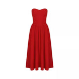 GETADME Suninheart Women Red Strapless Dress Sexy 2025 New Arrivals Midi Casual Holiday Birthday Party Dresses Female
