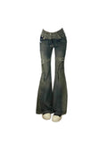 Getadme Women's Patchwork Flare Jeans Harajuku Vintage Y2k Baggy Denim Trousers Harajuku Oversize Cowboy Pants 90s Trashy 2000s Clothes