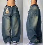 GETADME American Y2K 2025 New Baggy Wide Leg Black Jeans Overszied Women Street Casual Joker Denim Pants Couple Jeans Vintage Streetwear