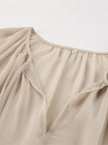 GETADME Fashion Ruffle Edge Dress Women Summer 2025 New Khaki Batwing Sleeve Loose Sun Protection Cover Long Dresses Female High Street