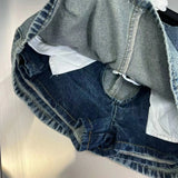 GETADME 2025 summer Korean style niche design slimming high waist cuffed denim short skirt for women anti-exposure A-line hip skirt