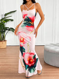 GETADME New Women's Print Maxi Dresses Summer Sexy Backless Sleeveless Sling Dress Streetwear Fashion Lady Casual Slim Dresses Clothing