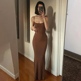 GETADME Elegant Bodycon Maxi Dress Women Summer 2026 Sleeveless Backless Sexy Outfits Party Club Sundress Black Birthday Dresses Clothes