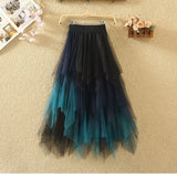 GETADME Tassels Women Skirts Irregular Hem Multi-Layered Ruffles Lace Ruffles Patchwork Sweet Skirts Sexy High Waist Y2k Party Clubwear