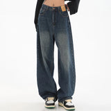 GETADME Woman High Waist Slim Fit Wide Leg Jeans Female High Street Y2k 2000s Casual Pants Lady Fashion Black Blue Loose Denim Trouserse