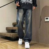 GETADME Fashion Men Straight Leg Work Wear Jeans Male Classic Vintage Outside Casual Denim Pants Daily Simple Streetwear Denim Trousers
