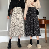 GETADME Vintage Floral Print A-line Pleated Long Skirts Summer Women 2026 Korean Skirt Streetwear Drawstring Elastic Waist Midi Skirt