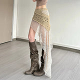 GETADME SylCue Knitted Elegant Skirt Women Low Waist Patchwork Irregular Hip-Covering Street Fashion Versatile Casual Sweet Style Bottom