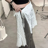 GETADME 스커트 여성 솔리드 홀로우 아웃 시크 레이스업 디자인 스트리트웨어 데일리 스위트 스파이시 걸스 레이어링 트렌디 하라주쿠 인기 여름