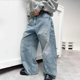 GETADME Y2k Heritage Baggy Jeans Vintage Washed Embroidery Men Women Denim Pants Harajuku High Street Classic Streetwear Casual Jeans