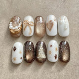 GETADME 30pcs 3D Dream Rose Press on Nails Heart & Animal Wave Fake Nail Short Almond Full Coverage Nail for Women&Girl False Nail Art