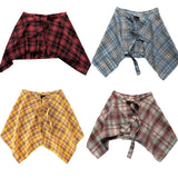 GETADME Unisex Layered A Line Wrap Skirt Hiphop Street Dance Checkered Hip Scarf Tie Up Asymmetrical Overskirt Shirt Extender