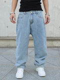 GETADME Spring Autumn Men Baggy Jeans Oversize Straight Loose Casual Denim Trousers Solid Color Streetwear Fashion Y2k Wide Leg Pants