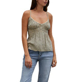 GETADME Y2k Fairycore Spaghetti Strap Camisole Women Cute Peplum Vest Coquette Low Cut V-neck Babydoll Tank Boho Going Out Crop Top