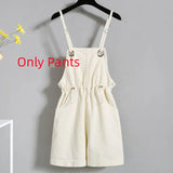 GETADME Summer Korean Fashion Striped T-shirt Overalls Set for Women Korean Leisure Joker Girls Student High Waist Shorts Clothing Sets