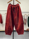 GETADME Autumn Winter Casual Corduroy Harem Pants Women High Waist Retro Loose Bloomers Female Oversize Mom Trousers Baggy Sweatpants