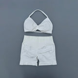 GETADME 2 Piece Sports Gym Set Strappy Bra Yoga Underwear Short Sport Leggings Bicycle Running Sportswear Woman Seamless Yoga Set